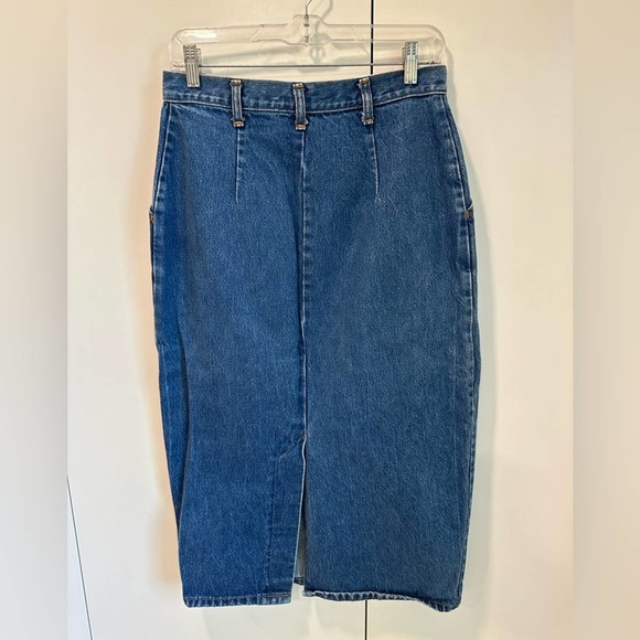 Y2K Denim Pencil Skirt Midi Length Pocket Medium wash Size 10 Made in USA - Picture 5 of 8